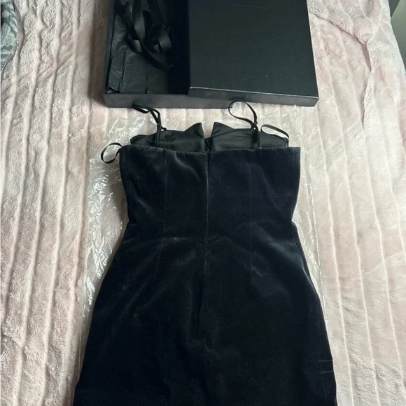 Saint Laurent Black Mini Dress with Pearl Accents - Picture 3 of 4